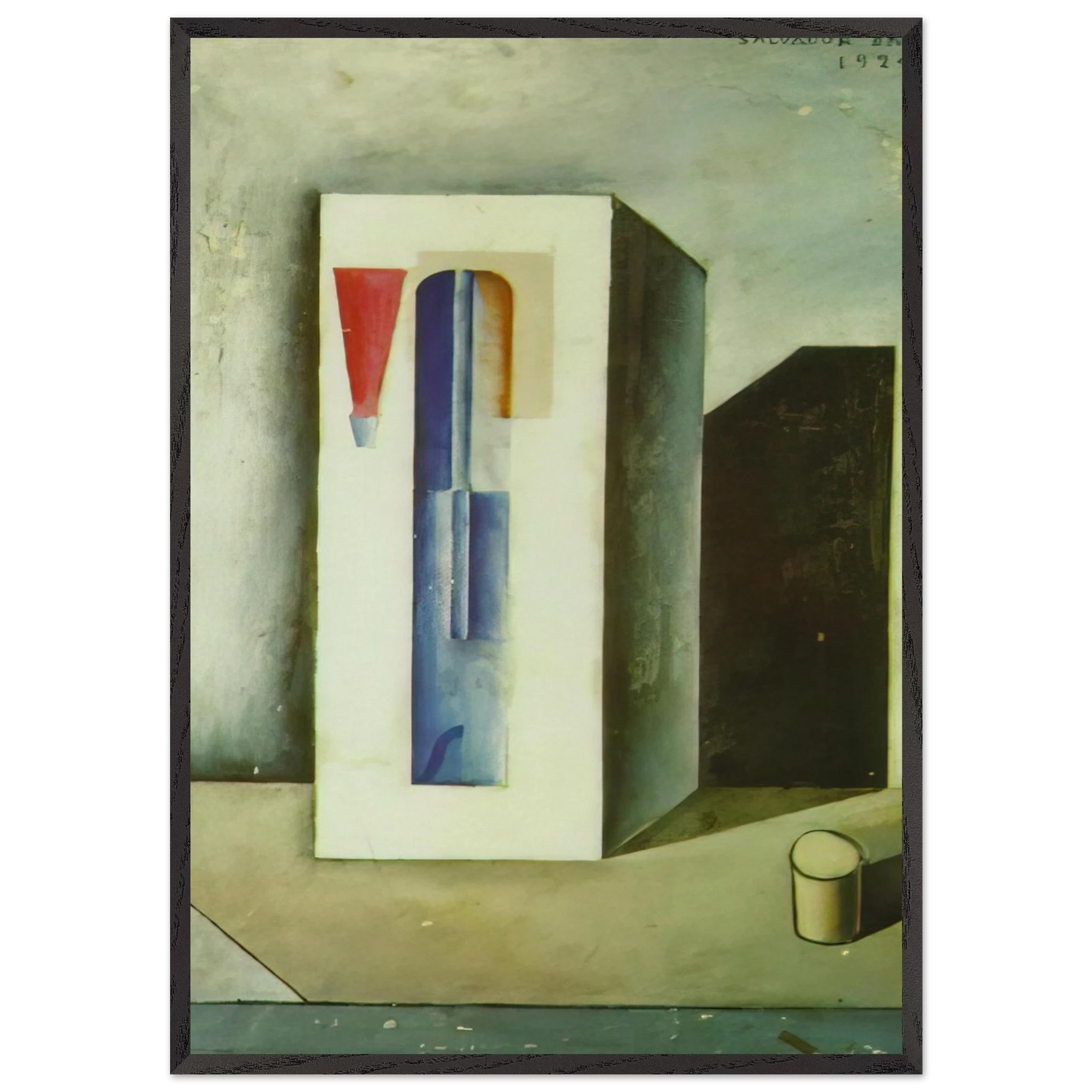 SIPHON AND SMALL BOTTLE OF RUM - Salvador Dali 70x100 cm / 28x40 inches Framed Art Print – Black Wooden Frame