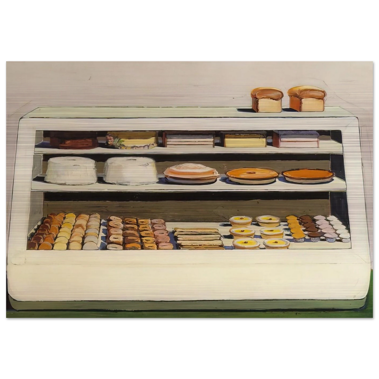 Bakery Counter - 1962 - Wayne Thiebaud Brushed Aluminum Print - 70x100 cm / 28x40 inches | Wayne Thiebaud Aluminum Print | Wayne Thiebaud Prints