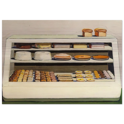 Bakery Counter - 1962 - Wayne Thiebaud Brushed Aluminum Print - 70x100 cm / 28x40 inches | Wayne Thiebaud Aluminum Print | Wayne Thiebaud Prints