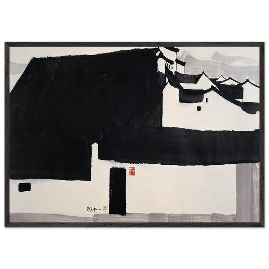 A Big Manor - 2001 - Wu Guanzhong 70x100 cm / 28x40 inches Framed Art Print – Black Wooden Frame
