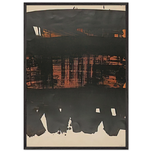 Lithographie No 22 - 1969 - Pierre Soulages 70x100 cm / 28x40 inches Framed Art Print – Black Wooden Frame