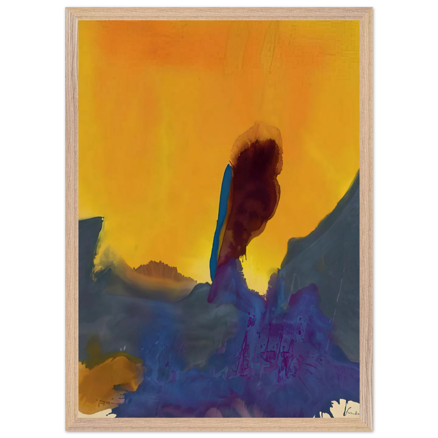 Helen Frankenthaler - Glow II - 1968 Wall art - 13x18 cm / 5x7 inches - Premium Wooden Framed Poster With Fine Art Paper-canvas - Black frame