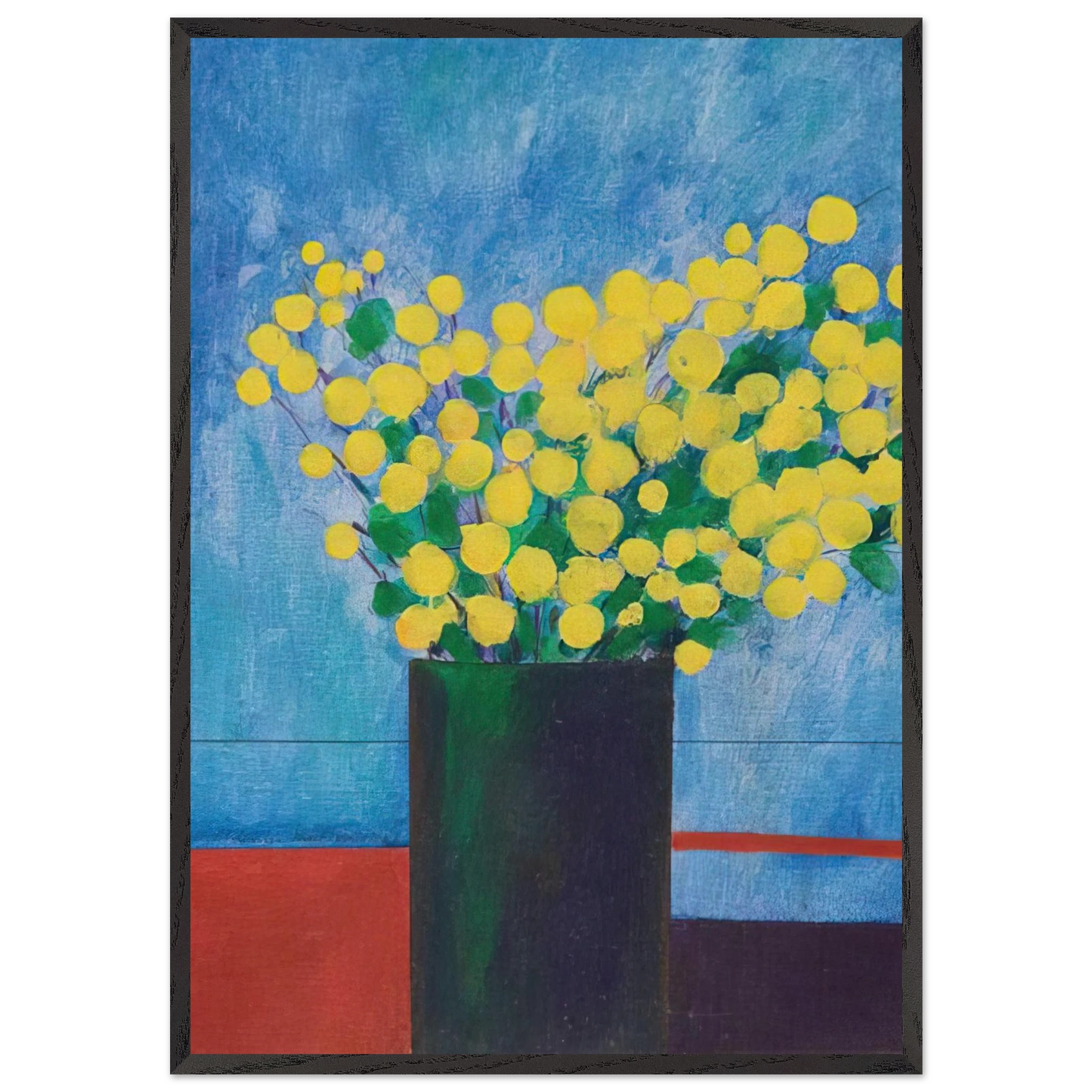 Vase With Flowers - 1968 - Aldemir Martins 70x100 cm / 28x40 inches Framed Art Print – Black Wooden Frame