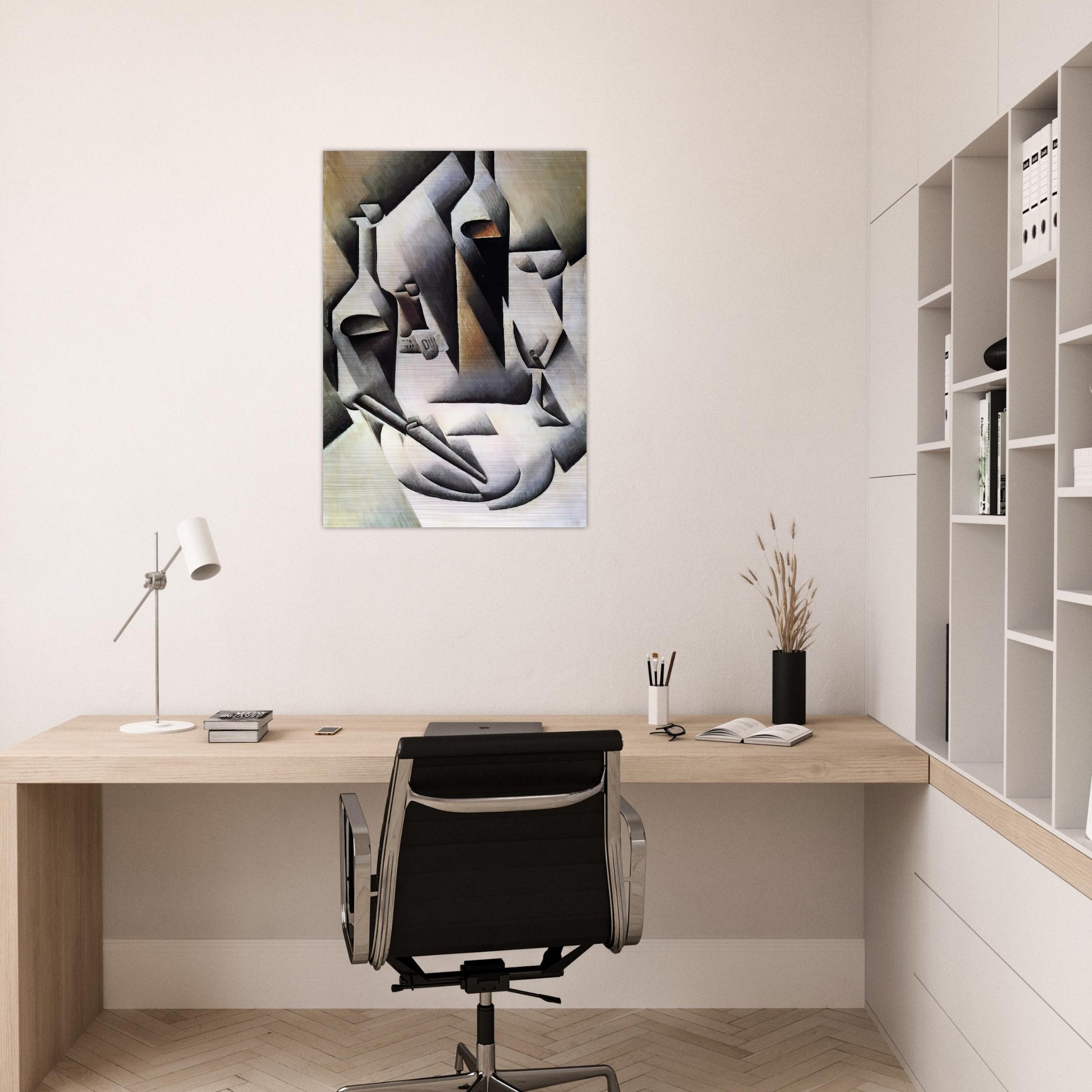 BOTTLES AND KNIFE 1912 - Juan Gris Brushed Aluminum Print - 70x100 cm / 28x40 inches | Juan Gris Aluminum Print | Juan Gris Prints