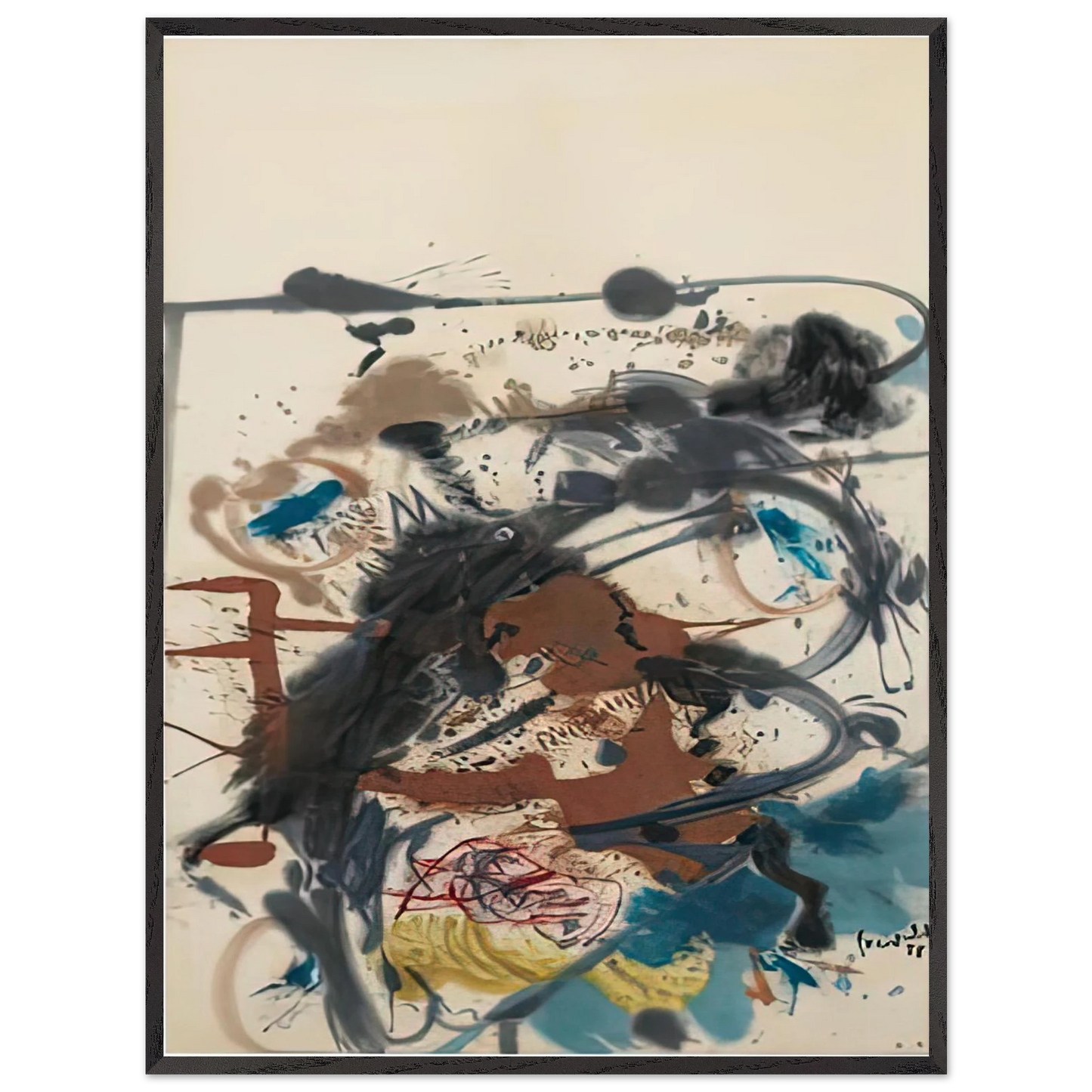 Helen Frankenthaler - Winter Hunt, 1958- Wall Art - 30x40 cm / 12x16 inches - Premium Wooden Framed Poster With Fine Art Paper-canvas - White frame
