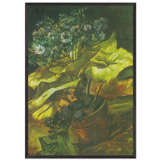 Flower Pot with Asters - Vincent van Gogh 70x100 cm / 28x40 inches Framed Art Print – Black Wooden Frame