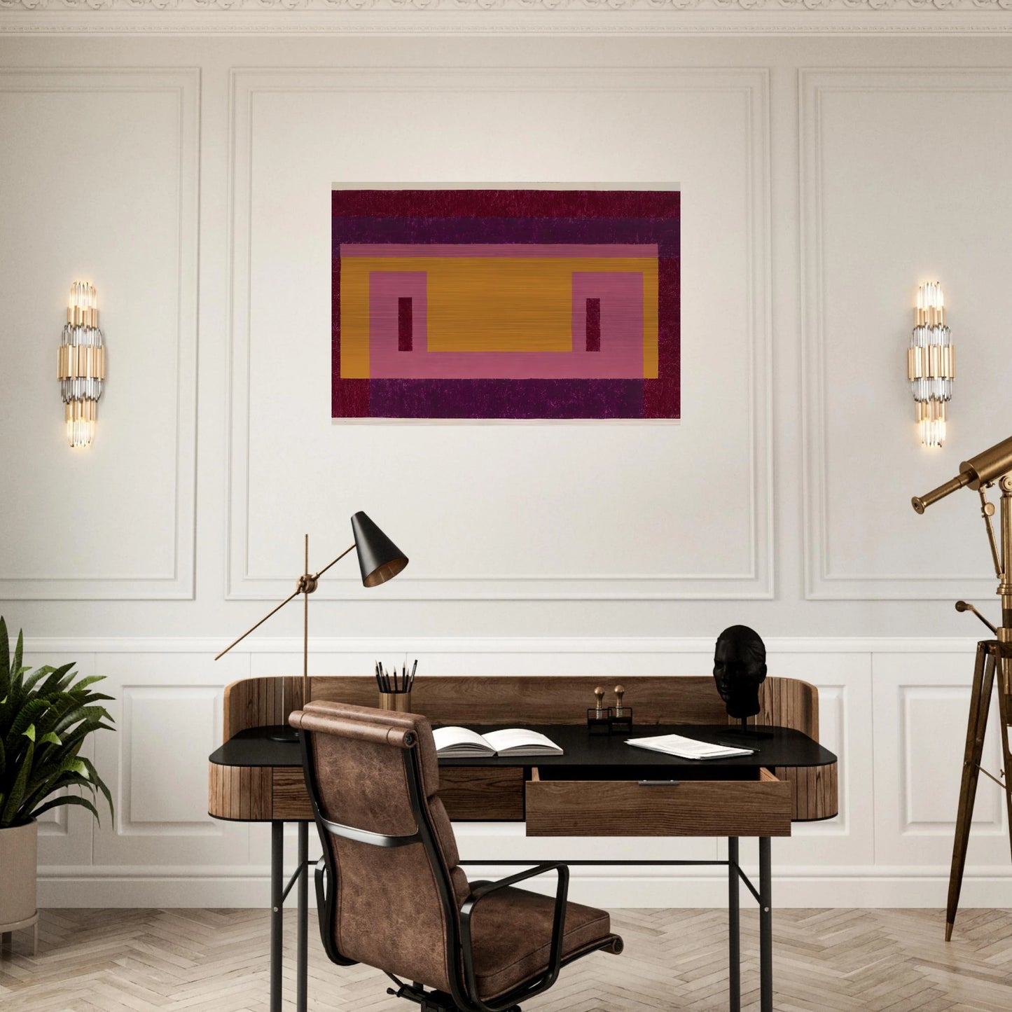 VARIANT ADOBE FAMILIAR FRONT 1948 - Josef Albers Brushed Aluminum Print - 70x100 cm / 28x40 inches | Josef Albers Aluminum Print | Josef Albers Prints