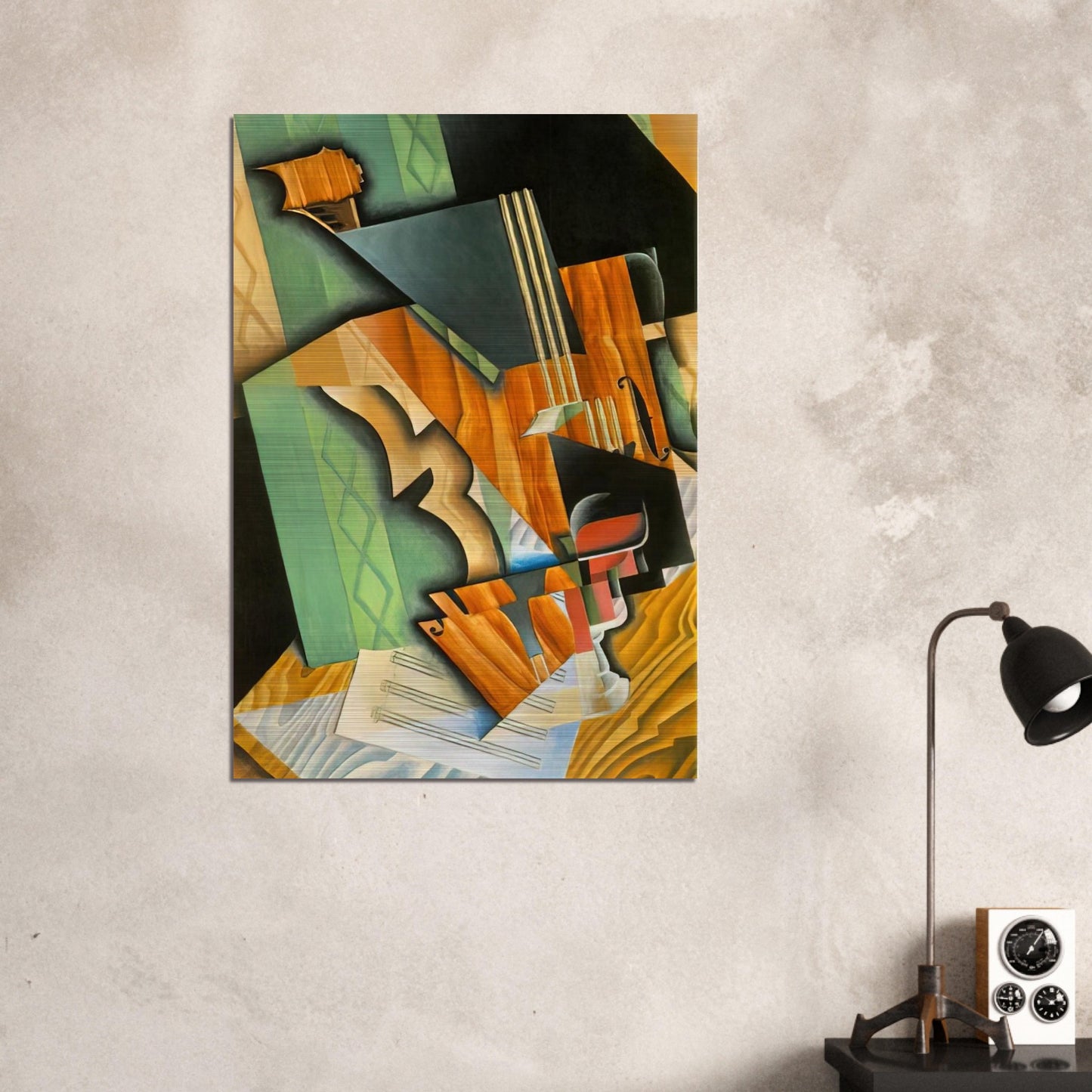 VIOLIN AND GLASS 1915 - Juan Gris Brushed Aluminum Print - 70x100 cm / 28x40 inches | Juan Gris Aluminum Print | Juan Gris Prints