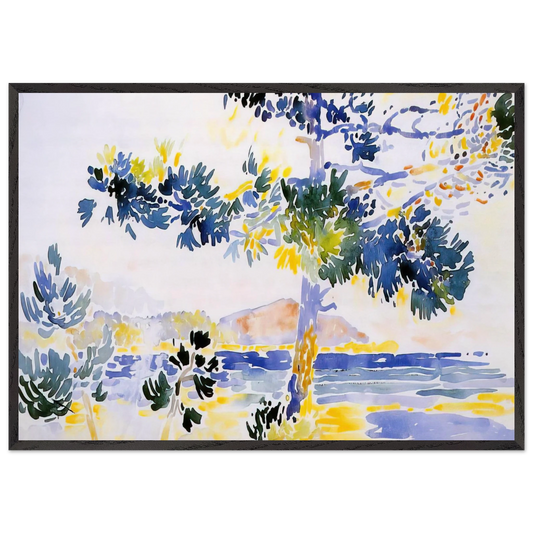 Saint-Clair Landscape - Henri-Edmond Cross 70x100 cm / 28x40 inches Framed Art Print – Black Wooden Frame