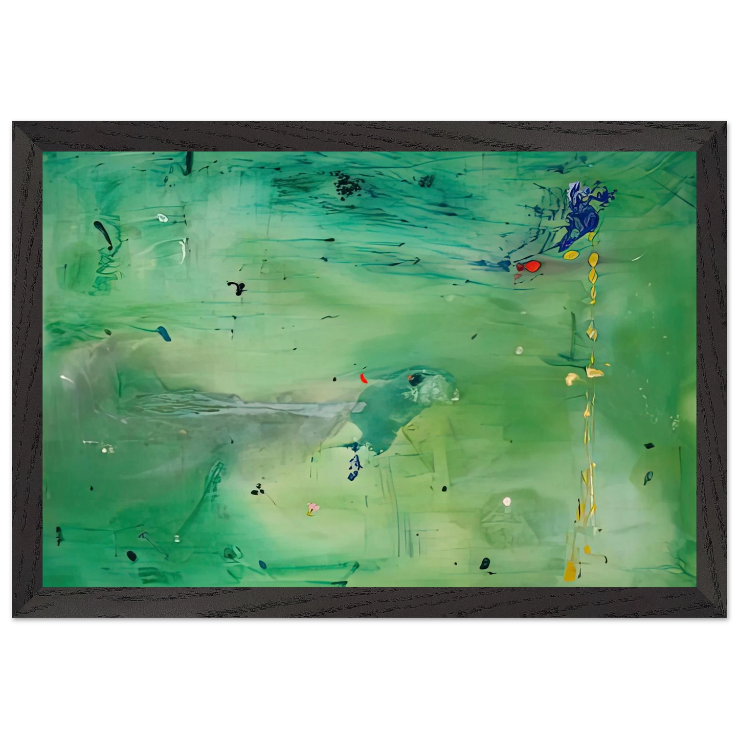 Helen Frankenthaler - A Green Thought in a Green Shade, 1981- Wall Art - 30x40 cm / 12x16 inches - Premium Wooden Framed Poster With Fine Art Paper-canvas - Black frame