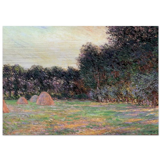 Meadow with Haystacks near Giverny - claude monet Brushed Aluminum Print - 70x100 cm / 28x40 inches | claude monet Aluminum Print | claude monet Prints