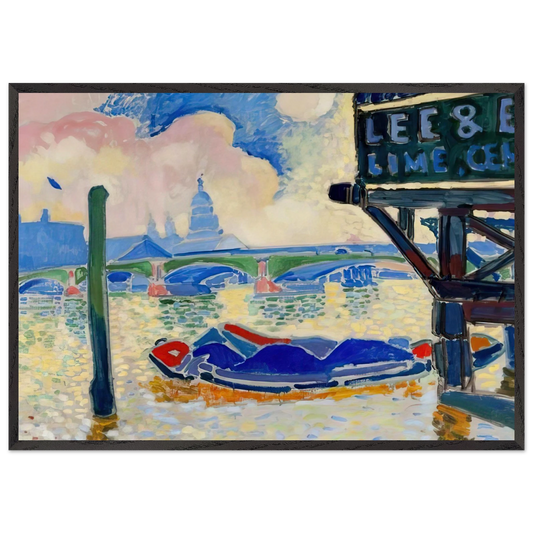 BARGES ON THE THAMES 1906 0 - Andre Derain 70x100 cm / 28x40 inches Framed Art Print – Black Wooden Frame
