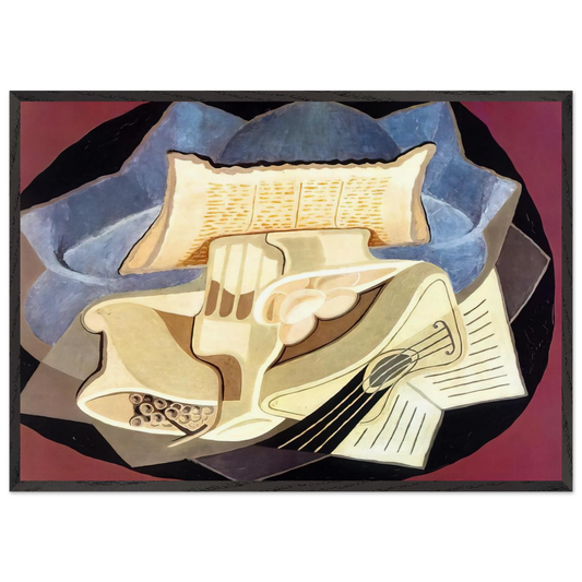 THE BLUE CLOTH 1925 - Juan Gris 70x100 cm / 28x40 inches Framed Art Print – Black Wooden Frame