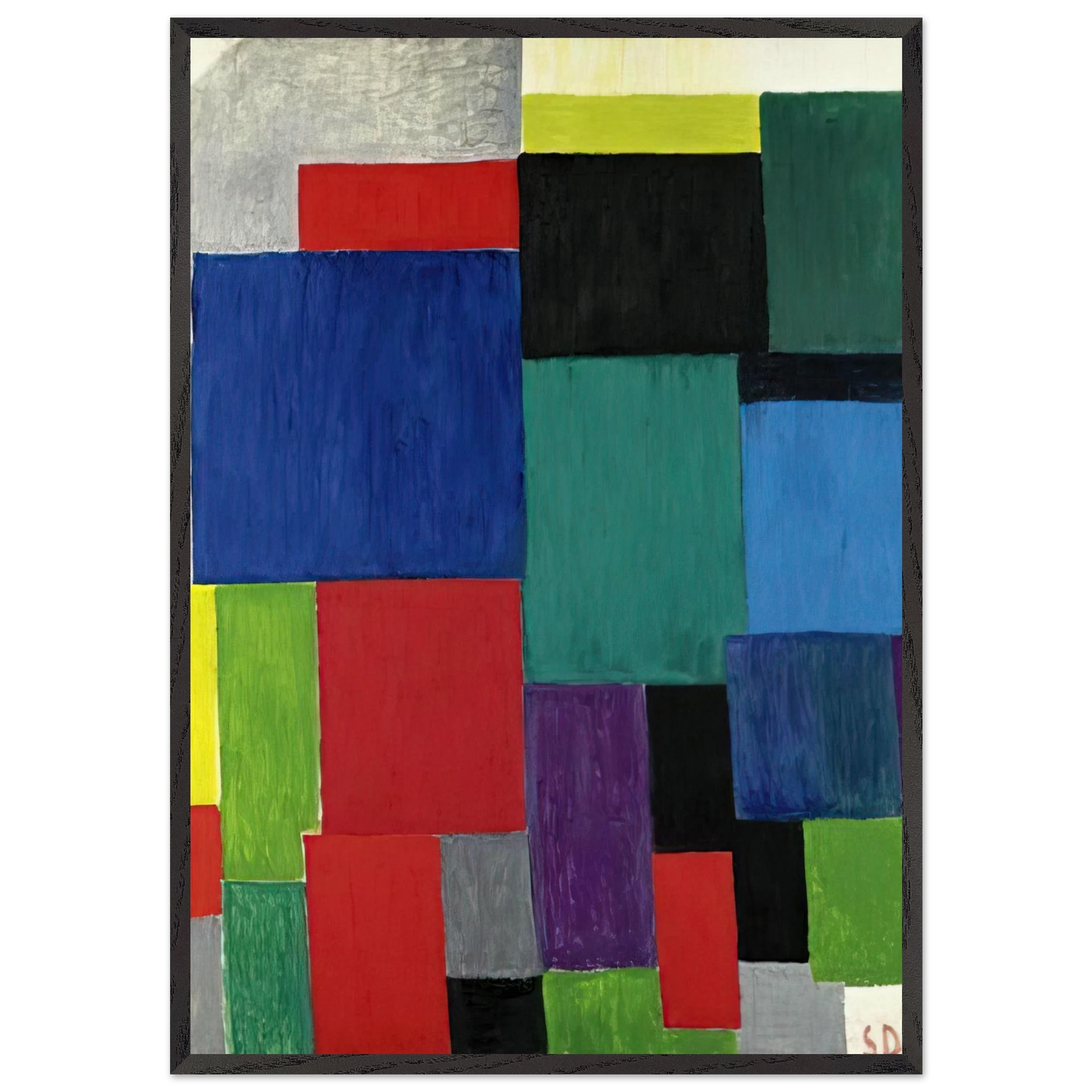 COLOR RHYTHM 1967 - Sonia Delaunay 70x100 cm / 28x40 inches Framed Art Print – Black Wooden Frame