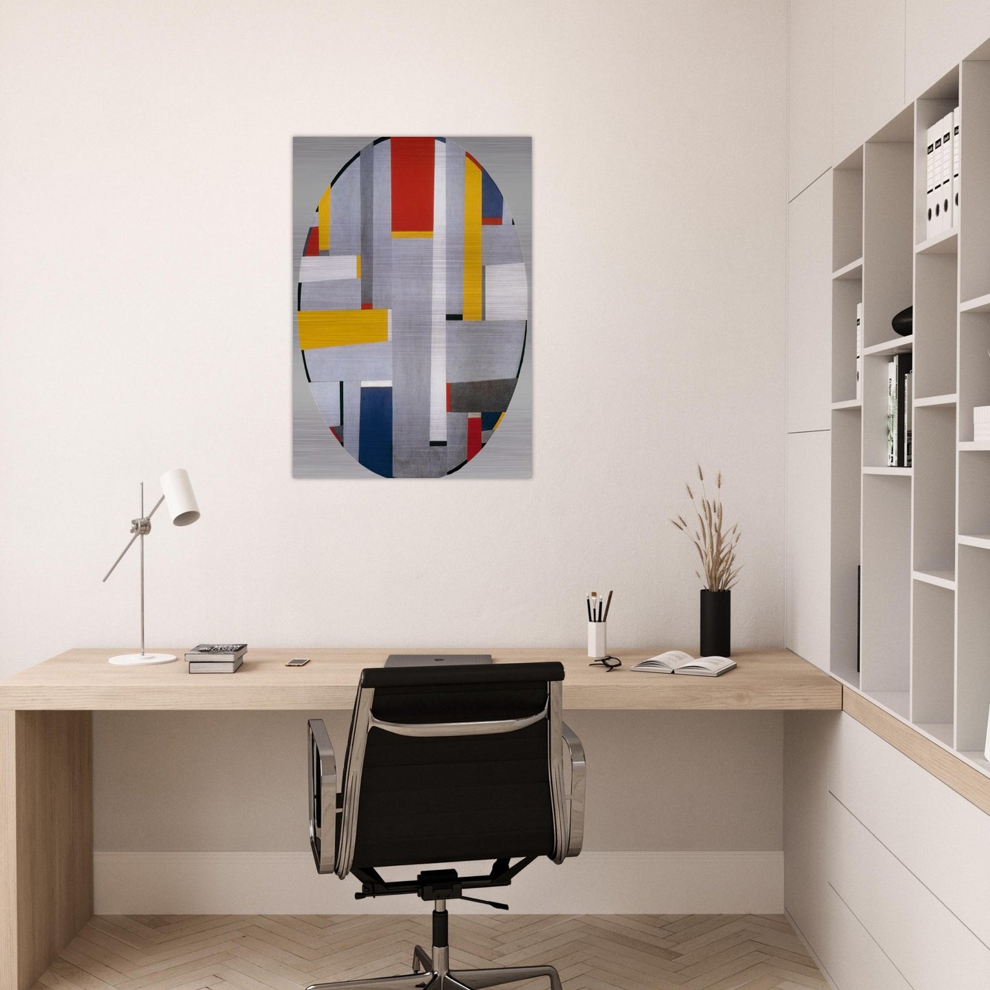 Relational Painting, Tondo #36 - 1955 - Fritz Glarner Brushed Aluminum Print - 70x100 cm / 28x40 inches | Fritz Glarner Aluminum Print | Fritz Glarner Prints