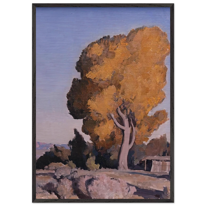 LOW COUNTRY COTTONWOOD 1940 - Maynard Dixon 70x100 cm / 28x40 inches Framed Art Print – Black Wooden Frame