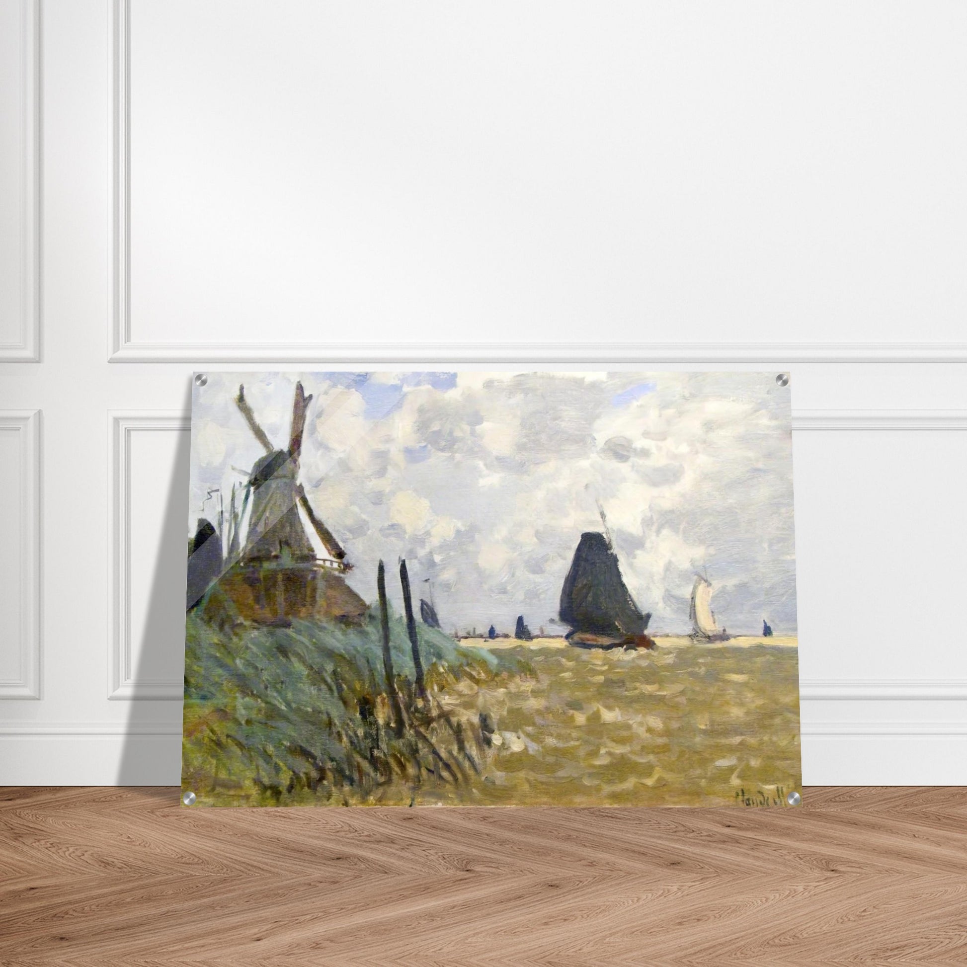 Windmill near Zaandam - claude monet Acrylic Print - 70x100 cm / 28x40″ inches