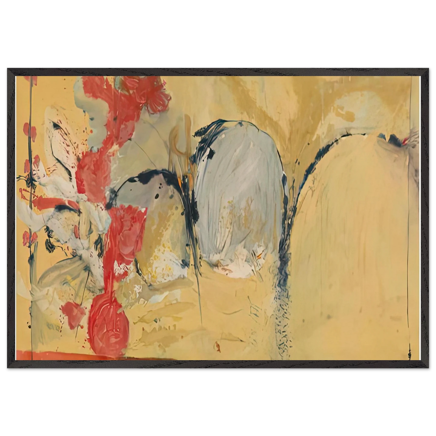 Large Abstract Still Life 1951- - Helen Frankenthaler 70x100 cm / 28x40 inches Framed Art Print – Black Wooden Frame