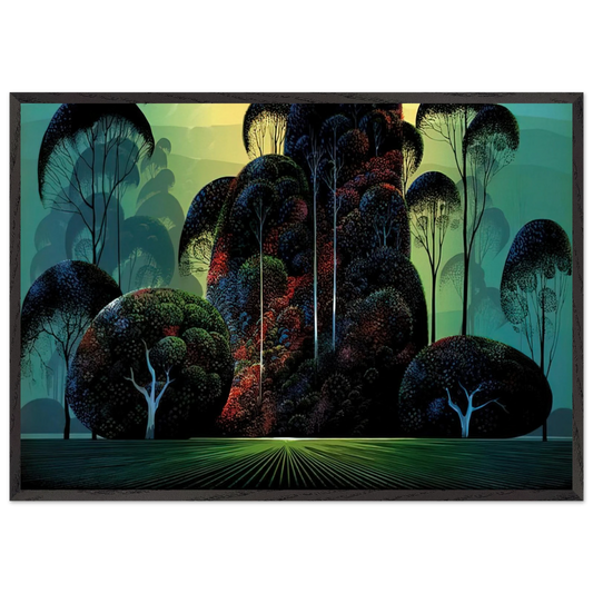 Mendacino - Eyvind Earle 70x100 cm / 28x40 inches Framed Art Print – Black Wooden Frame