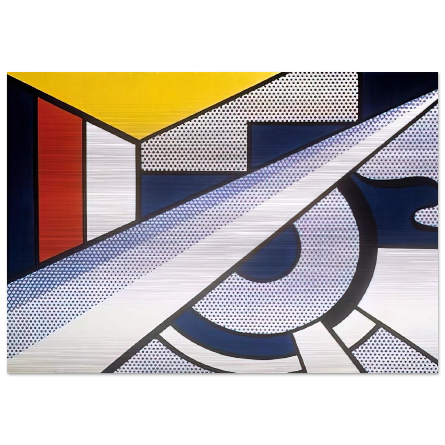 MODERN PAINTING WITH WEDGE 1967 - Roy Lichtenstein Brushed Aluminum Print - 70x100 cm / 28x40 inches | Roy Lichtenstein Aluminum Print | Roy Lichtenstein Prints