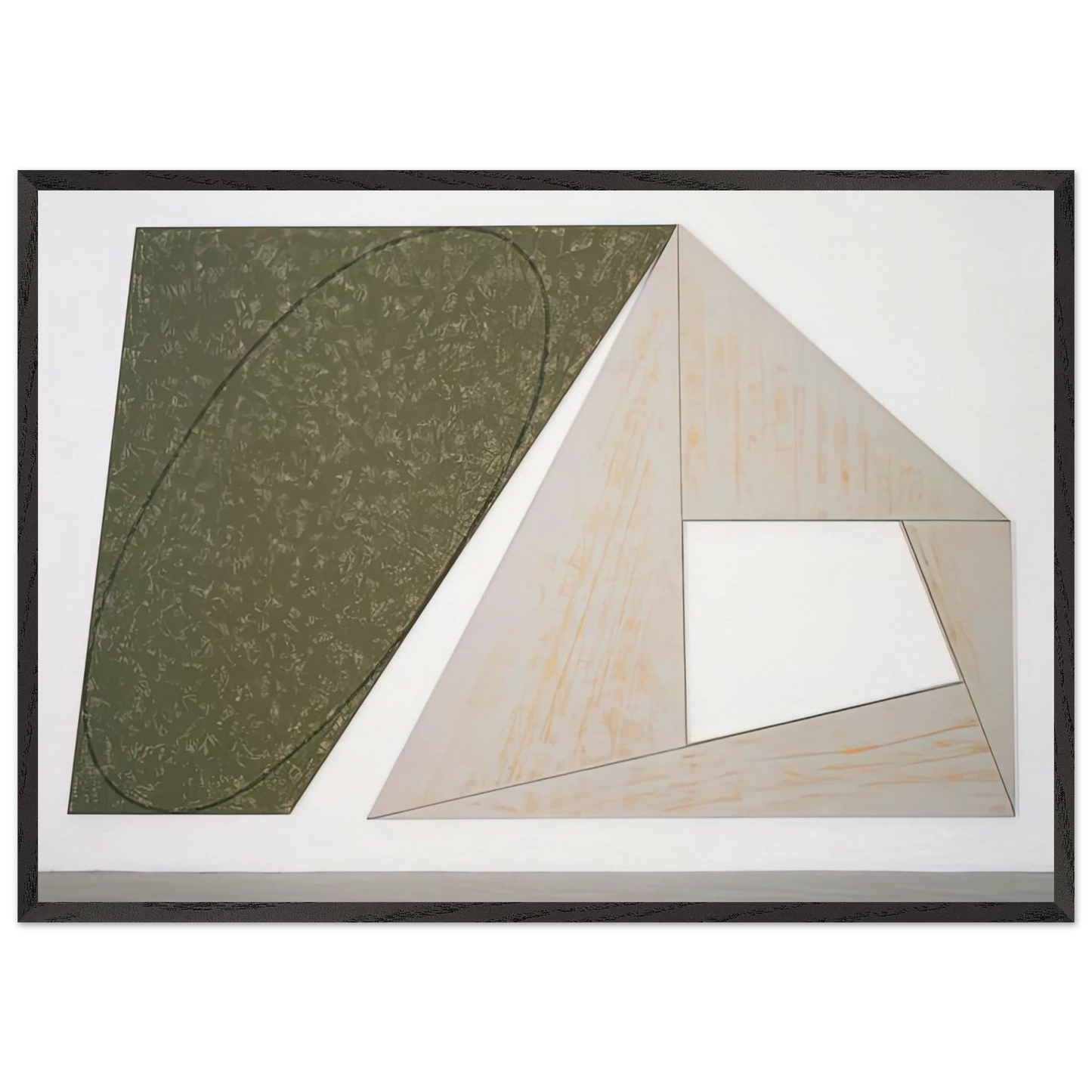 GREEN TILTED ELLIPSE GRAY FRAME 1989 - Robert Mangold 70x100 cm / 28x40 inches Framed Art Print – Black Wooden Frame
