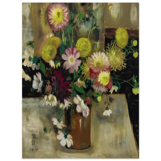 Le Pho - Anemones and Dahlias - Post-Impressionism  75x100 cm / 30x40inches Fine Art Poster