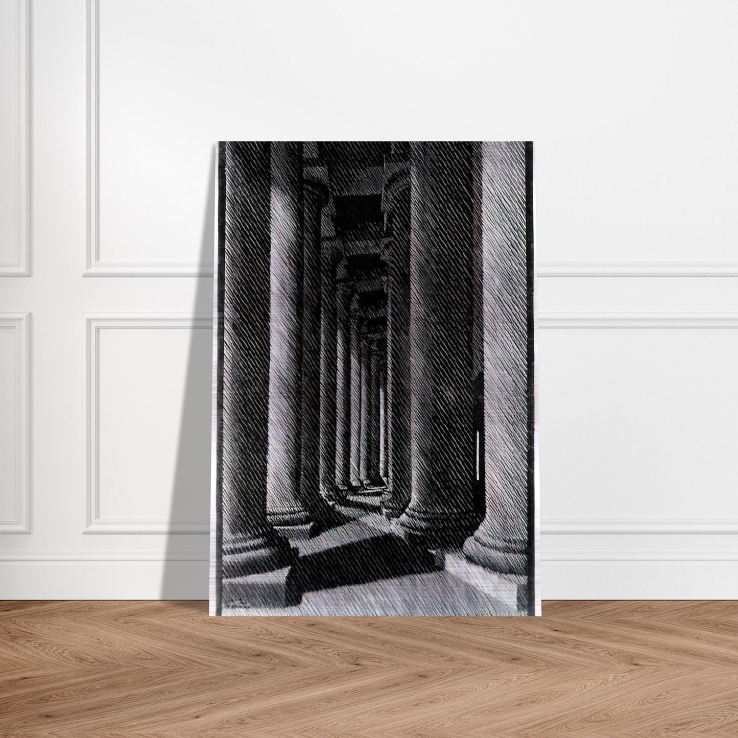 NOCTURNAL ROME COLONADE OF ST PETER S - MC Escher Brushed Aluminum Print - 70x100 cm / 28x40 inches | MC Escher Aluminum Print | MC Escher Prints