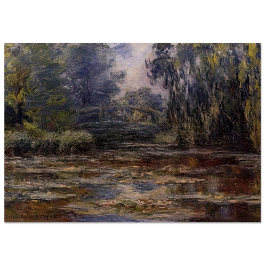 The Water Lily Pond and Bridge - claude monet Brushed Aluminum Print - 70x100 cm / 28x40 inches | claude monet Aluminum Print | claude monet Prints