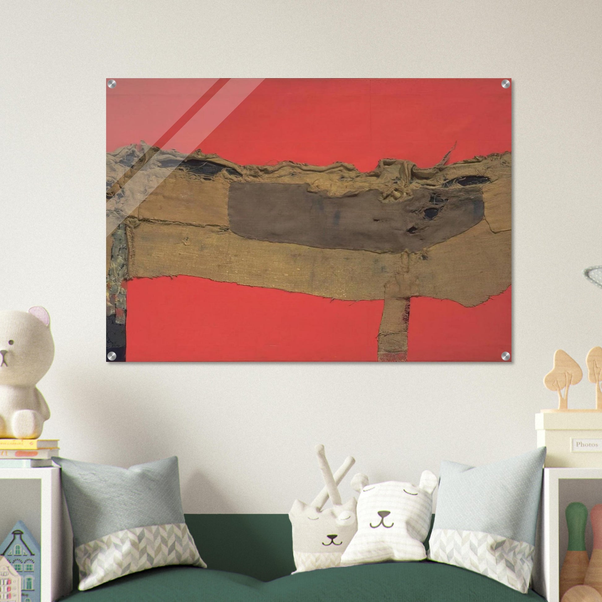 Sacking and Red - 1954 - Alberto Burri Acrylic Print - 70x100 cm / 28x40″ inches