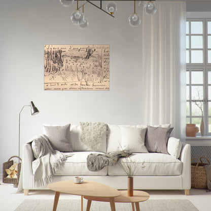 Field of Grass with Dandelions and Tree Trunks - Vincent van Gogh Brushed Aluminum Print - 70x100 cm / 28x40 inches | Vincent van Gogh Aluminum Print | Vincent van Gogh Prints