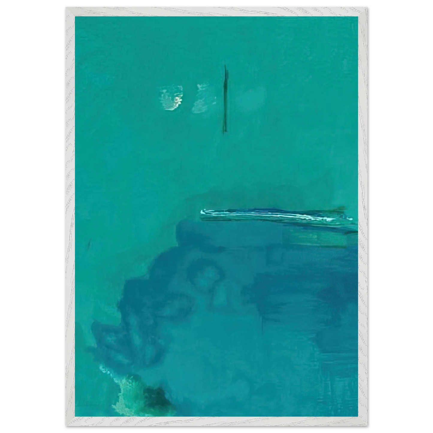 Helen Frankenthaler - Contentment Island - 2004 Wall art - 28x43  cm / XL (11x17 inches) - Premium Wooden Framed Poster With Fine Art Paper-canvas - White frame