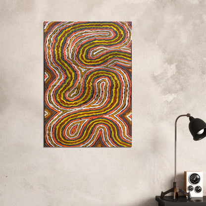 Worm Dreaming Napperby - 1996 - Clifford Possum Tjapaltjarri Brushed Aluminum Print - 70x100 cm / 28x40 inches | Clifford Possum Tjapaltjarri Aluminum Print | Clifford Possum Tjapaltjarri Prints