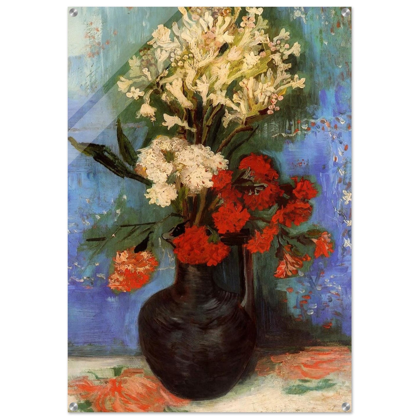 Vase with Carnations and Other Flowers - Vincent van Gogh Acrylic Print - 70x100 cm / 28x40″ inches | Vincent van Gogh Wall Art | Vincent van Gogh Prints