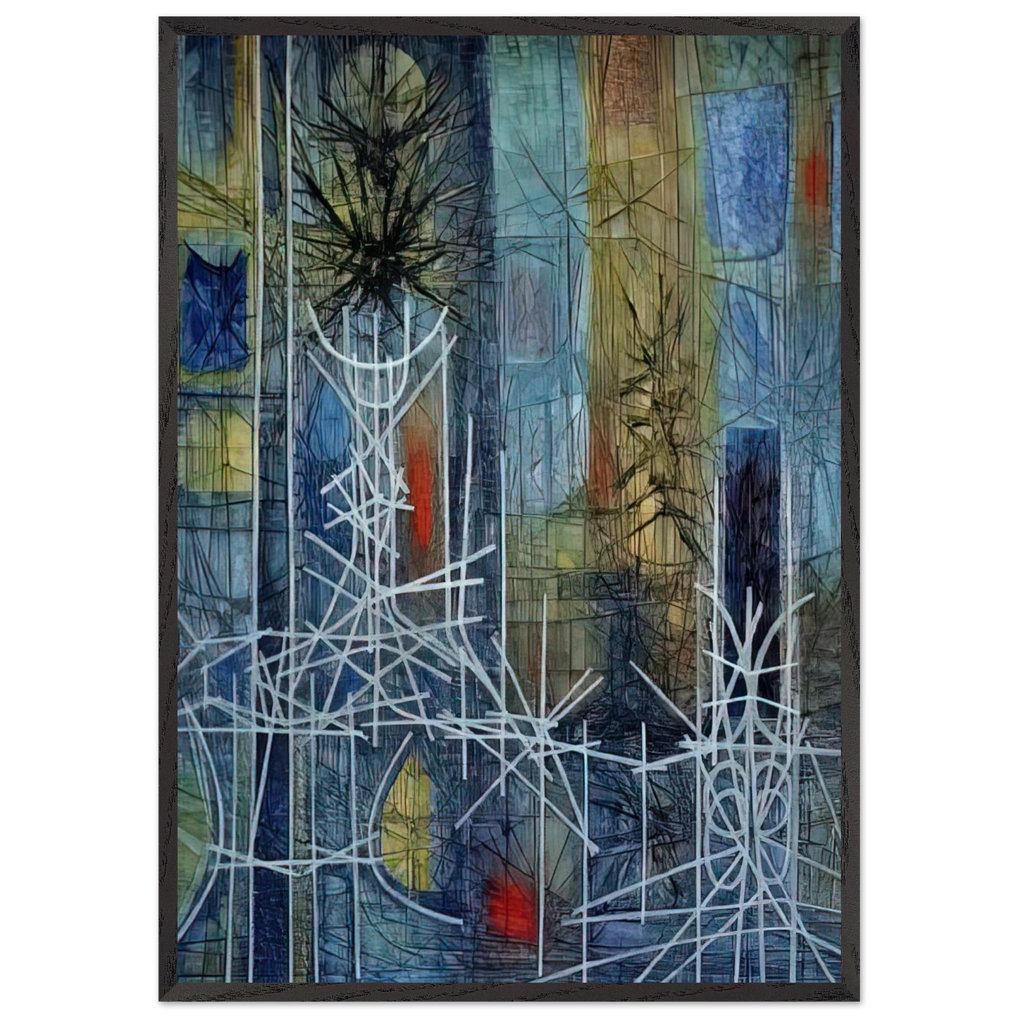 Recollections and Silence - 1962 - Jimmy Ernst 70x100 cm / 28x40 inches Framed Art Print – Black Wooden Frame
