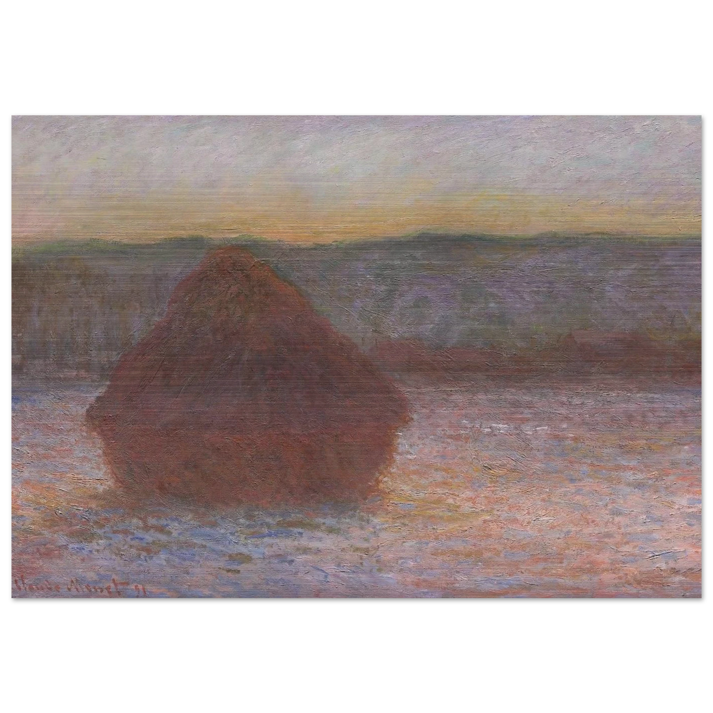 Stack of Wheat Thaw, Sunset - claude monet Brushed Aluminum Print - 70x100 cm / 28x40 inches | claude monet Aluminum Print | claude monet Prints