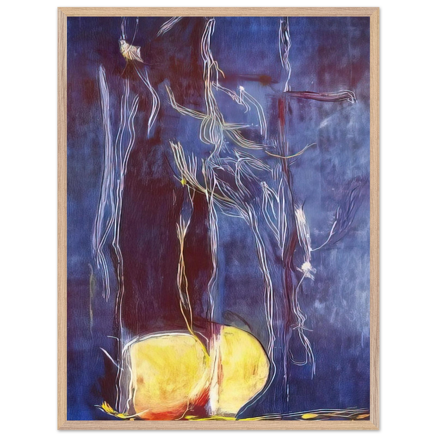 Helen Frankenthaler - All About Blue - 1994 Wall art - 60x80 cm / 24x32 inches - Premium Wooden Framed Poster With Fine Art Paper-canvas - Black frame