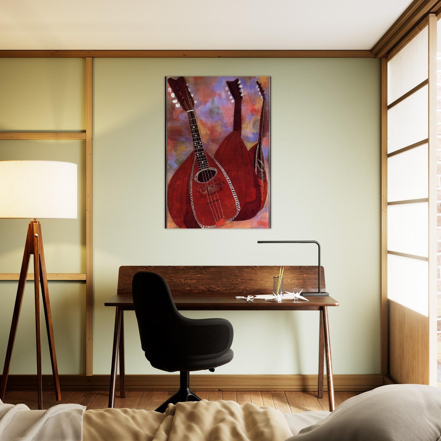 THREE LUTES - Ben Shahn Brushed Aluminum Print - 70x100 cm / 28x40 inches | Ben Shahn Aluminum Print | Ben Shahn Prints