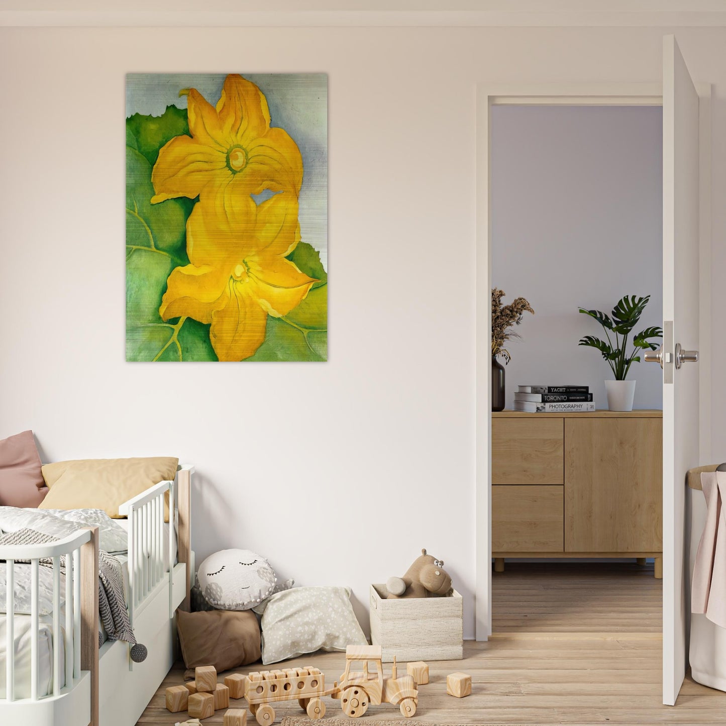 Squash Blossoms I - Georgia O'Keeffe Brushed Aluminum Print - 70x100 cm / 28x40 inches | Georgia O'Keeffe Aluminum Print | Georgia O'Keeffe Prints