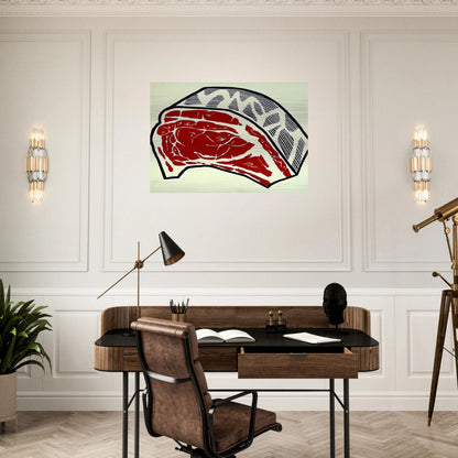 STANDING RIB 1962 - Roy Lichtenstein Brushed Aluminum Print - 70x100 cm / 28x40 inches | Roy Lichtenstein Aluminum Print | Roy Lichtenstein Prints