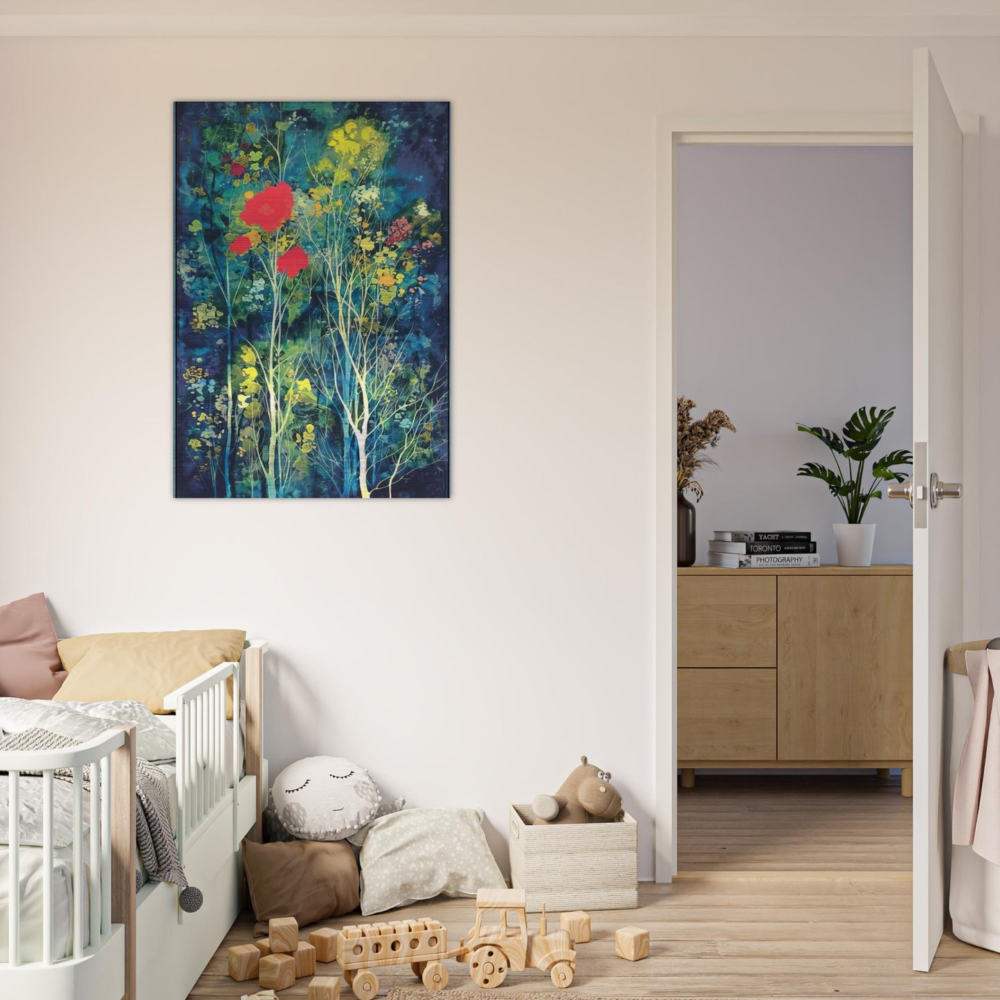 Poppies and Flowers - Eyvind Earle Brushed Aluminum Print - 70x100 cm / 28x40 inches | Eyvind Earle Aluminum Print | Eyvind Earle Prints