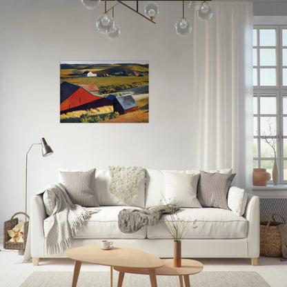 Cobbs Barns and Distant Houses - Edward Hopper Brushed Aluminum Print - 70x100 cm / 28x40 inches | Edward Hopper Aluminum Print | Edward Hopper Prints