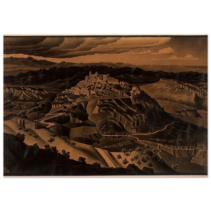 ITALIAN TOWN - MC Escher Brushed Aluminum Print - 70x100 cm / 28x40 inches | MC Escher Aluminum Print | MC Escher Prints