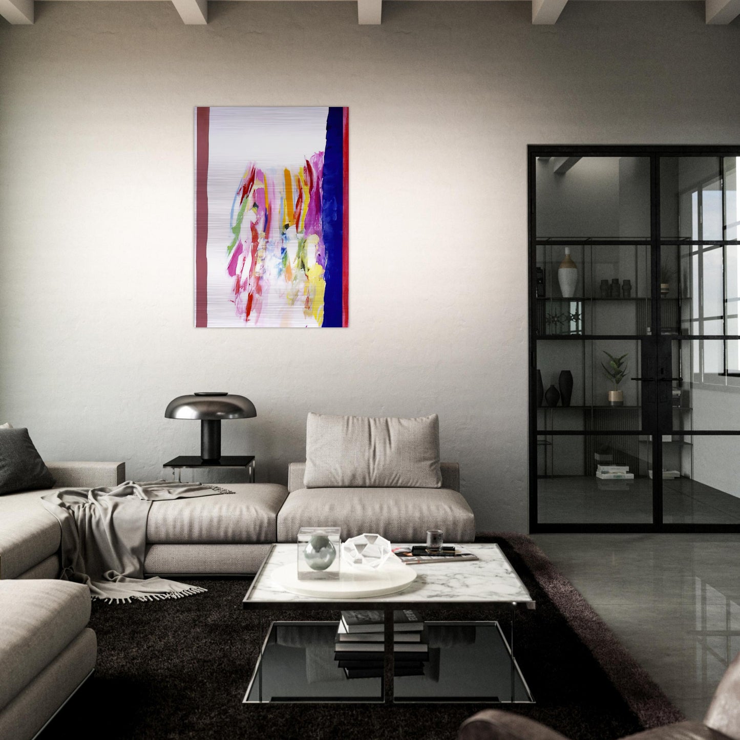 Jubilant Blue - 1972 - Ronnie Landfield Brushed Aluminum Print - 70x100 cm / 28x40 inches | Ronnie Landfield Aluminum Print | Ronnie Landfield Prints