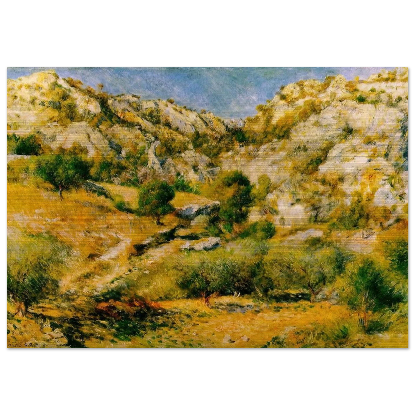 Rocky Craggs at l'Estaque - Pierre-Auguste Renoir Brushed Aluminum Print - 70x100 cm / 28x40 inches | Pierre-Auguste Renoir Aluminum Print | Pierre-Auguste Renoir Prints