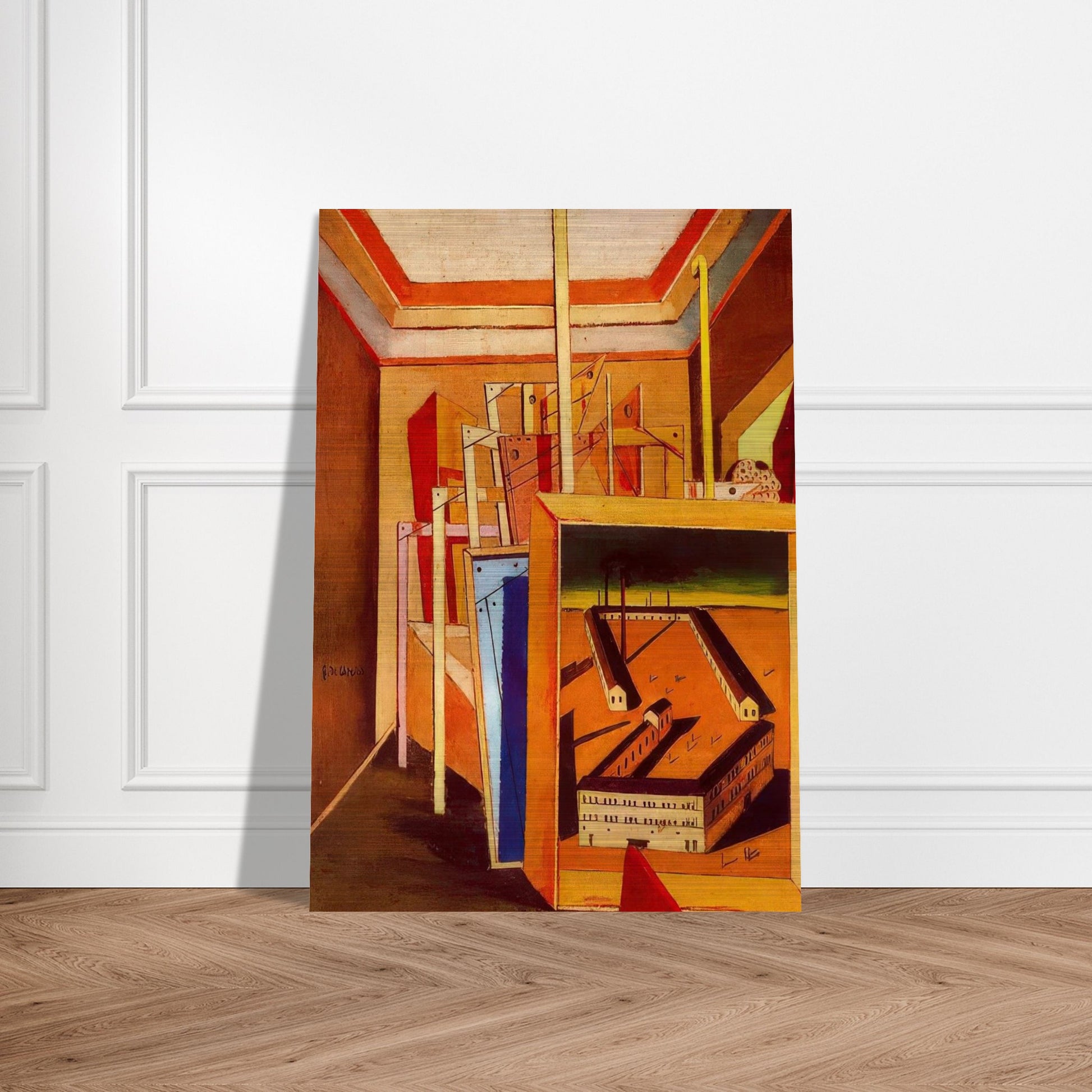 METAPHYSICAL INTERIOR OF STUDIO 1948 - Giorgio de Chirico Brushed Aluminum Print - 70x100 cm / 28x40 inches | Giorgio de Chirico Aluminum Print | Giorgio de Chirico Prints
