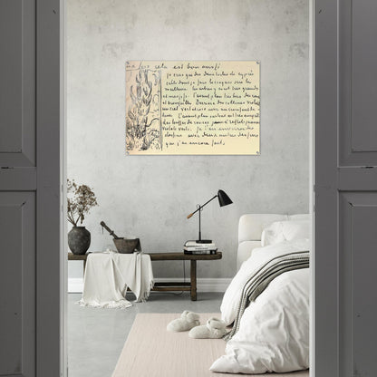 Cypresses Sketch on a Letter to Theo Van Gogh - Vincent van Gogh Acrylic Print - 70x100 cm / 28x40″ inches | Vincent van Gogh Wall Art | Vincent van Gogh Prints