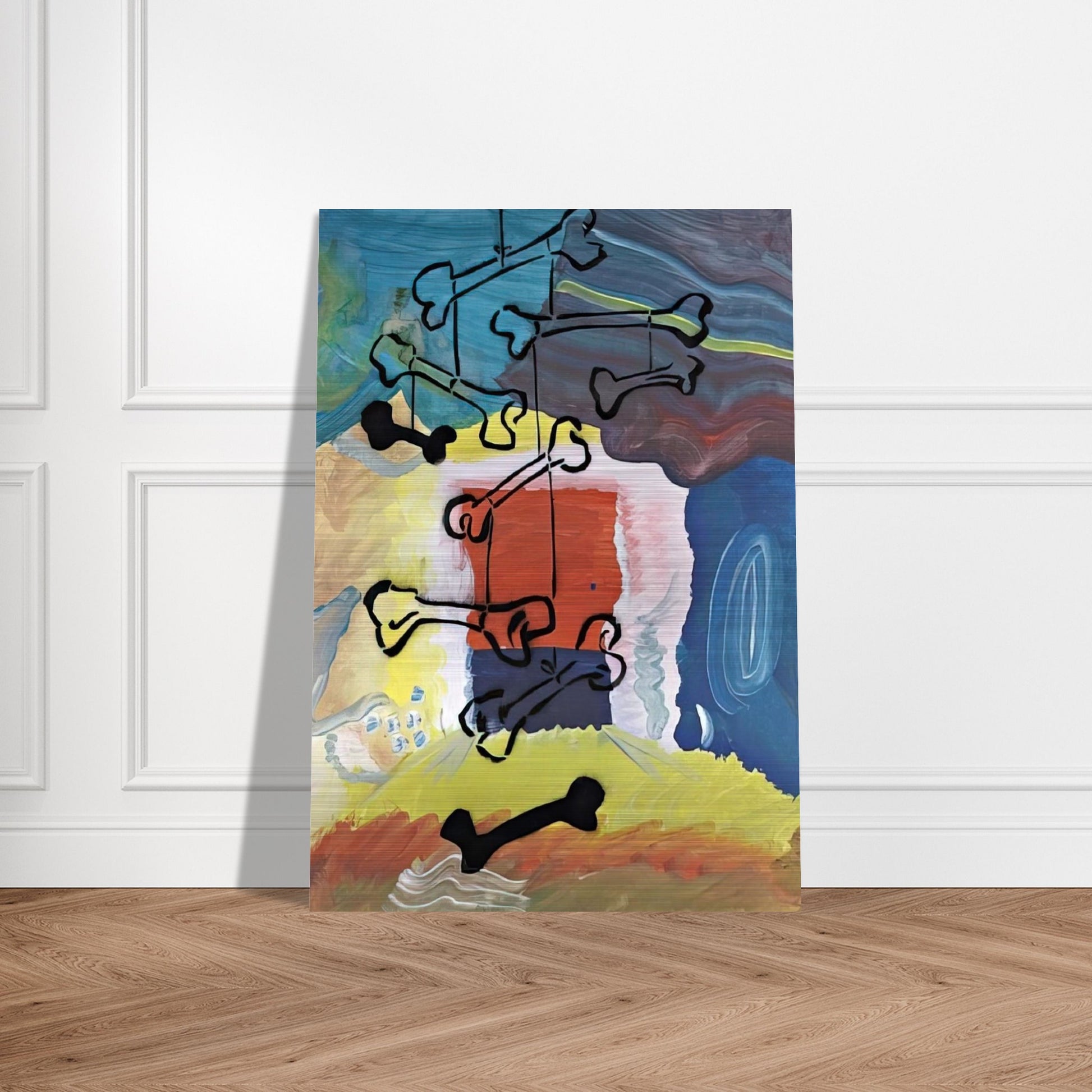 KNOCHEN MOBILE 1981 - Sigmar Polke Brushed Aluminum Print - 70x100 cm / 28x40 inches | Sigmar Polke Aluminum Print | Sigmar Polke Prints