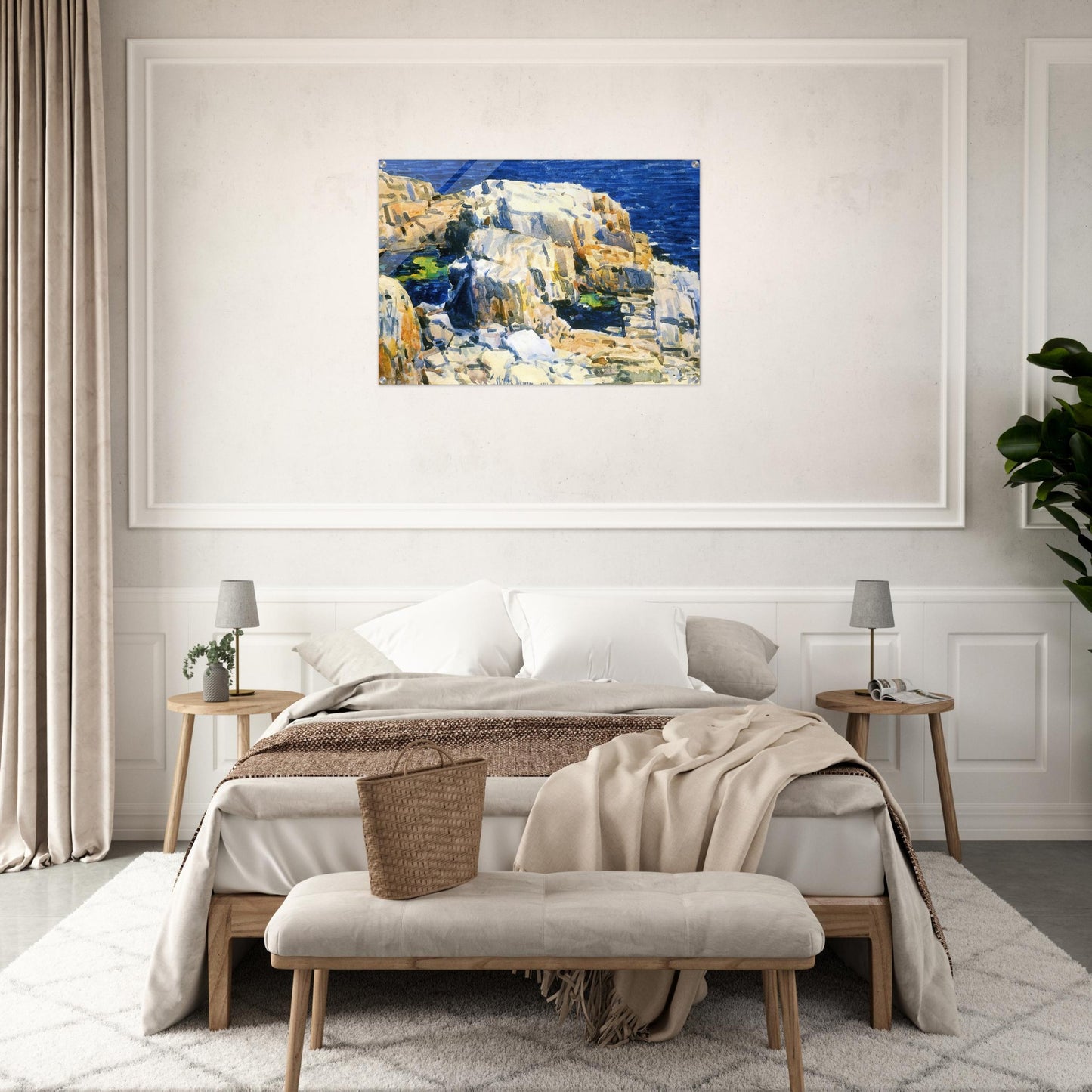 Rocks at Appledore - Childe Hassam Acrylic Print - 70x100 cm / 28x40″ inches | Childe Hassam Wall Art | Childe Hassam Prints
