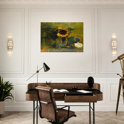 Still life with Sunflower - Piet Mondrian Brushed Aluminum Print - 70x100 cm / 28x40 inches | Piet Mondrian Aluminum Print | Piet Mondrian Prints