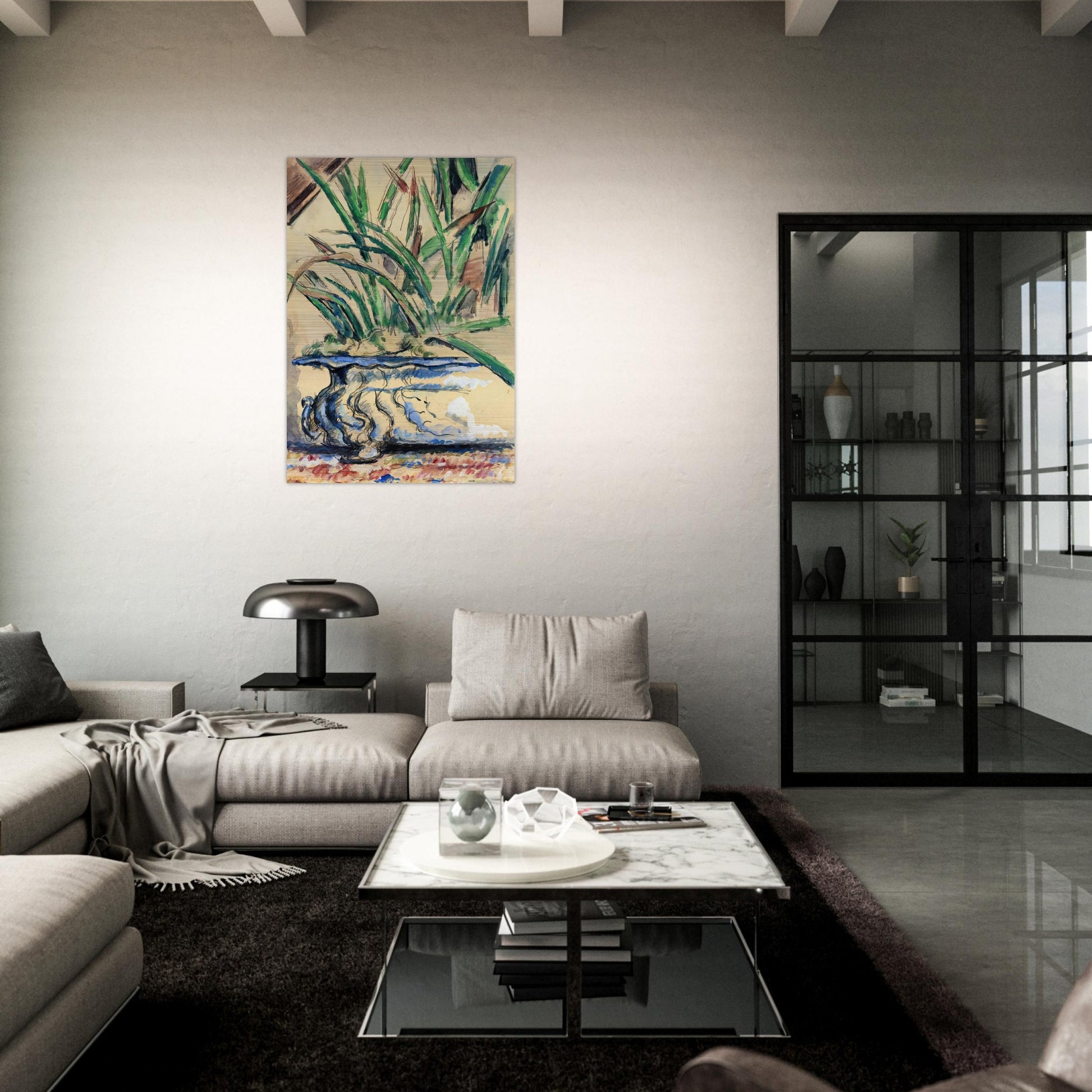 Blue Flowerpot - Paul Cézanne Brushed Aluminum Print - 70x100 cm / 28x40 inches | Paul Cézanne Aluminum Print | Paul Cézanne Prints